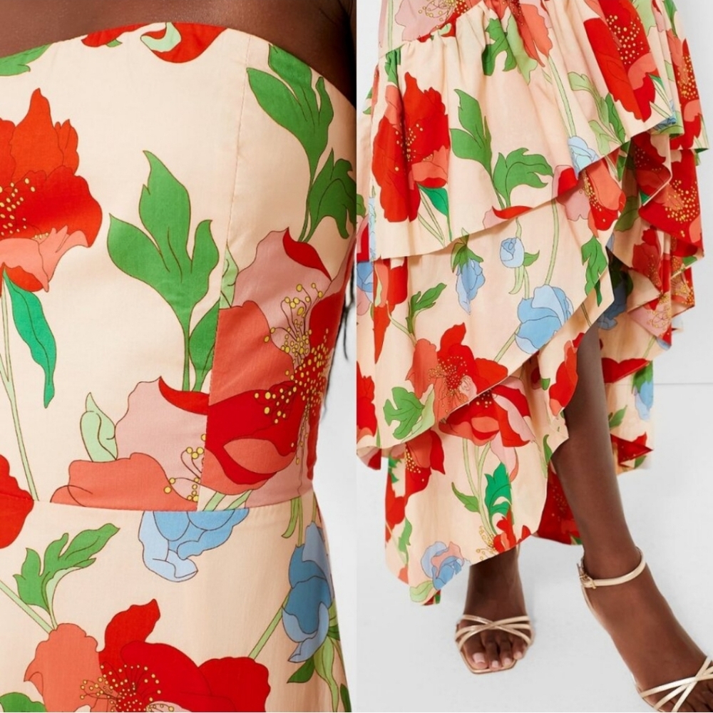 NWT Tuckernuck Hyacinth House Red Multi Floral Strapless Malory Dress Size XXL - Picture 3 of 10